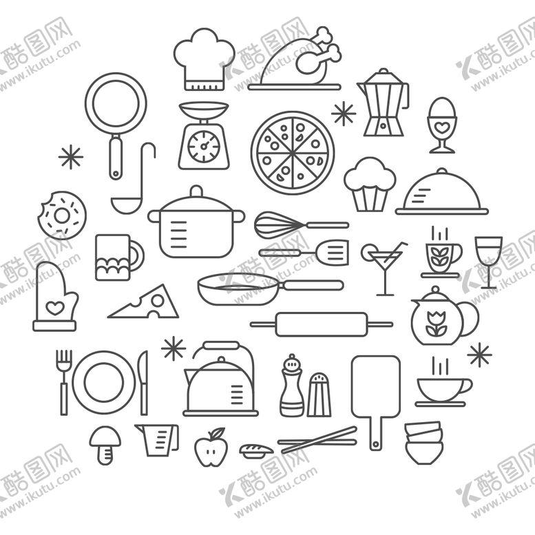 编号：54879609132321424091【酷图网】源文件下载-厨具简笔画