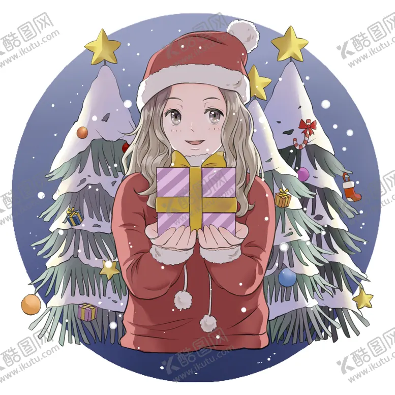 编号：14507912221930597161【酷图网】源文件下载-圣诞女孩雪松