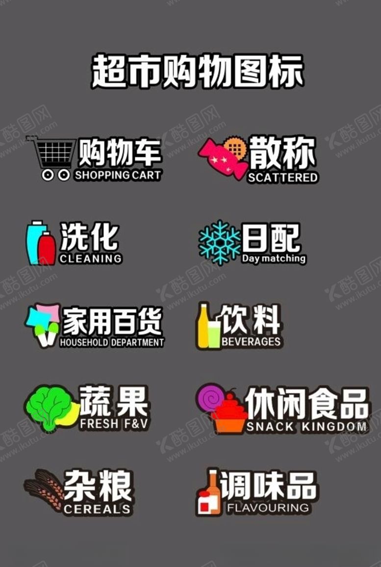 编号：94427810291242495250【酷图网】源文件下载-超市购物图标