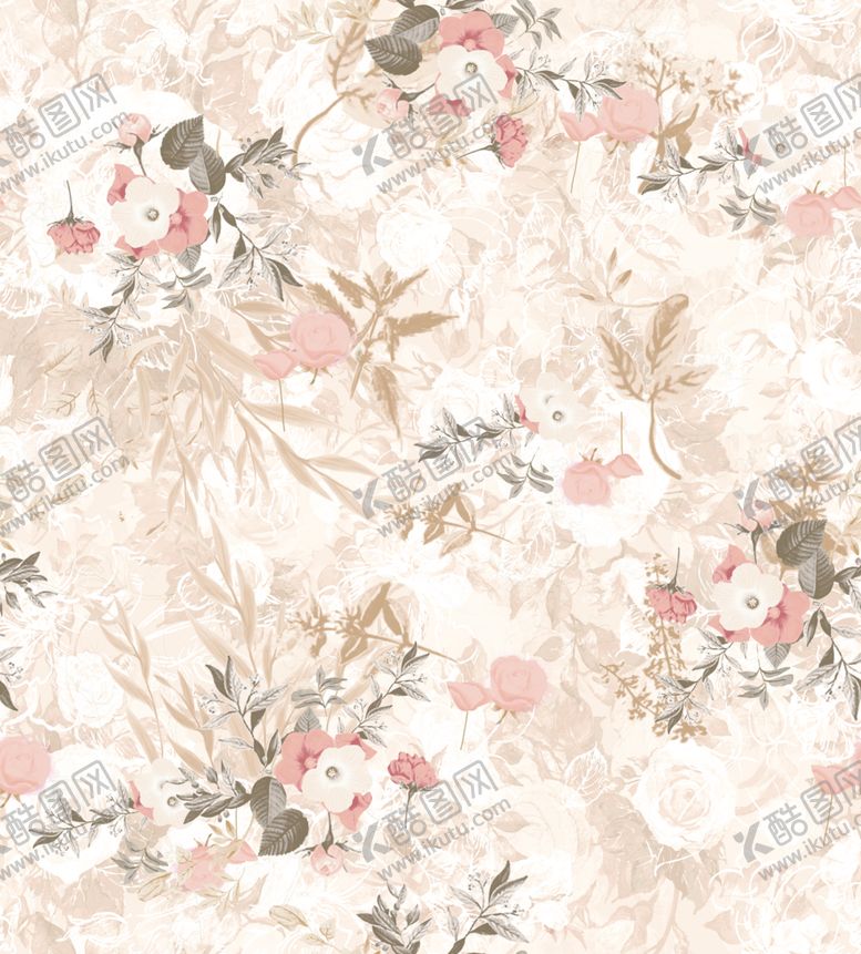 编号：30290804101223522913【酷图网】源文件下载-花卉图案米色背景布料