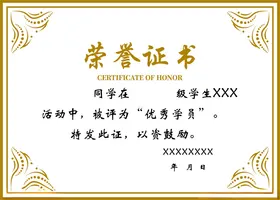 荣誉证书奖状模版获奖公司
