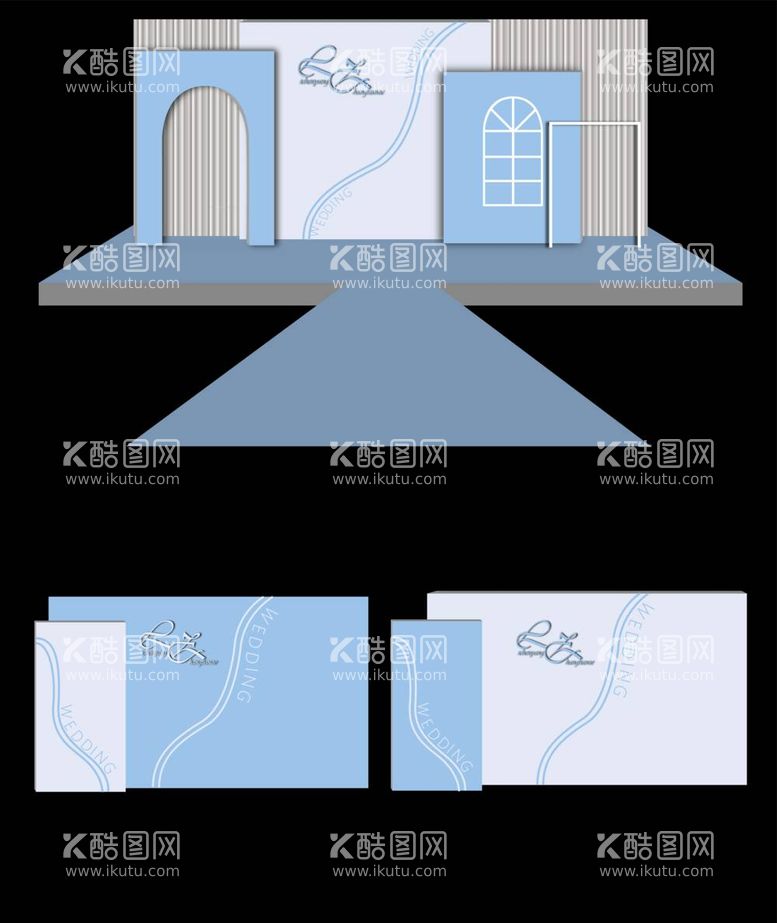 编号：77014612040443511309【酷图网】源文件下载-蓝色婚礼背景合影区背景