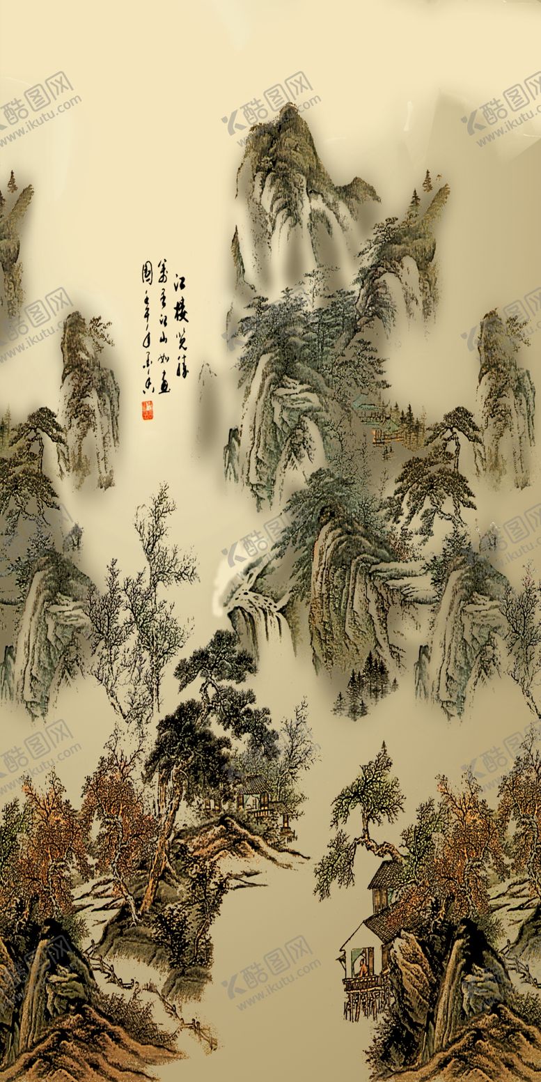 编号：39427809271433481439【酷图网】源文件下载-水墨山水玄关