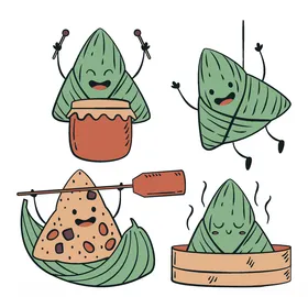 卡通粽子糯米节日端午节叶