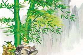 中国风梅兰竹菊竹子无框画挂国海