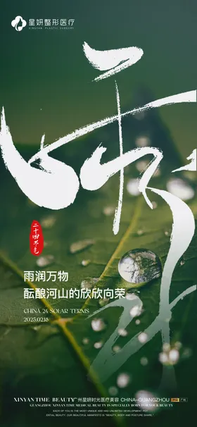 雨水节气海报医美二十四清新