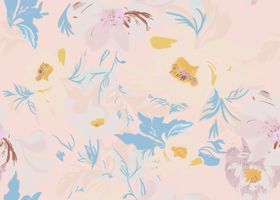 大牌淡彩花卉图案