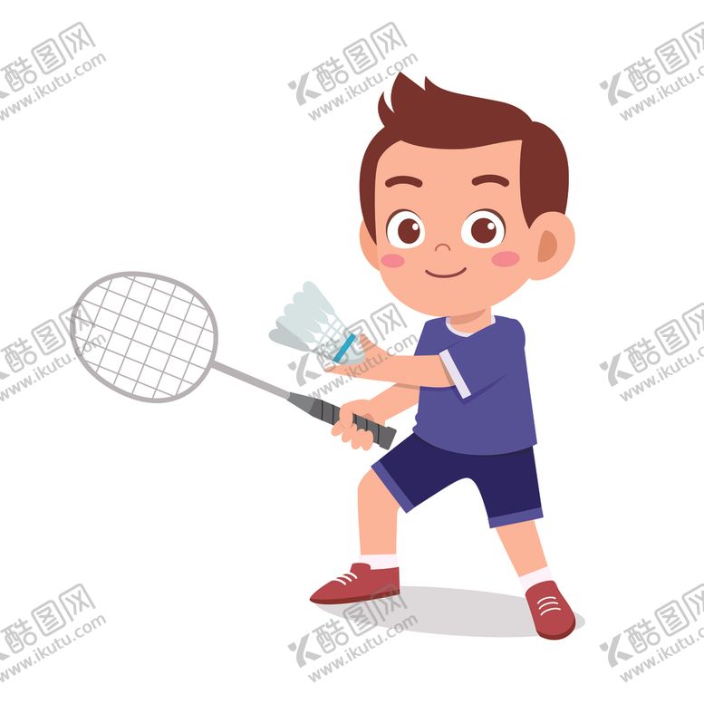编号：38044501251249163951【酷图网】源文件下载-手绘卡通羽毛球运动员