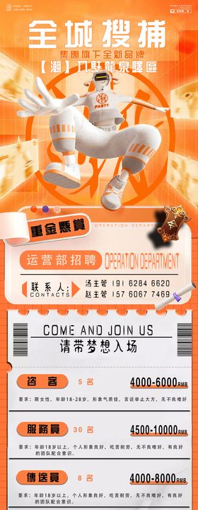 酒吧夜店招聘长图海报