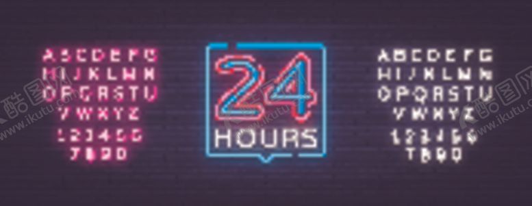 编号：32602210011628151657【酷图网】源文件下载-矢量发光24小时霓虹灯
