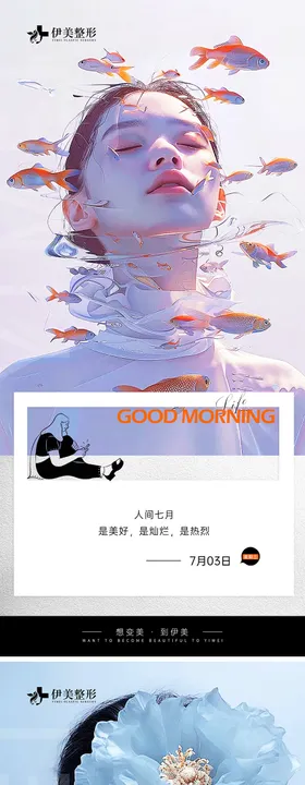 医美早安图模特问候高级海报