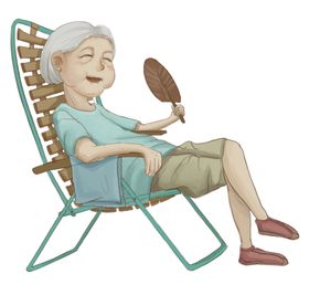 手绘老太太免抠元素