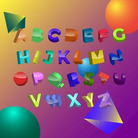 英文字母设计体卡通等距