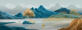中式家居装饰画图片抽象玄关麋鹿玄关沙发