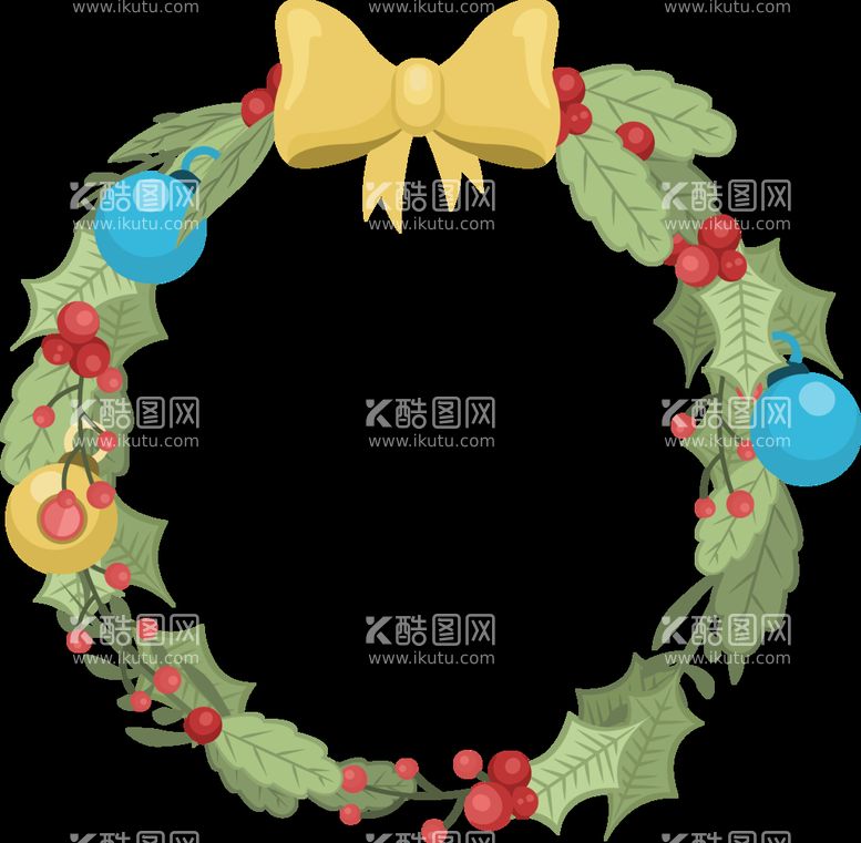 编号：30871710180501107724【酷图网】源文件下载-圣诞花环免抠图 