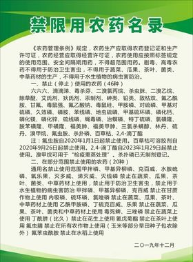 禁限用农药名录制度牌