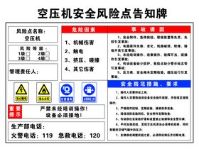 空压机安全风险点告知牌