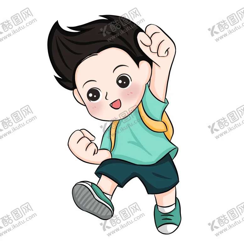 编号：96723109132357535478【酷图网】源文件下载- 开心上学 手绘卡通小男孩