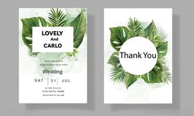 绿叶感谢卡设计模板