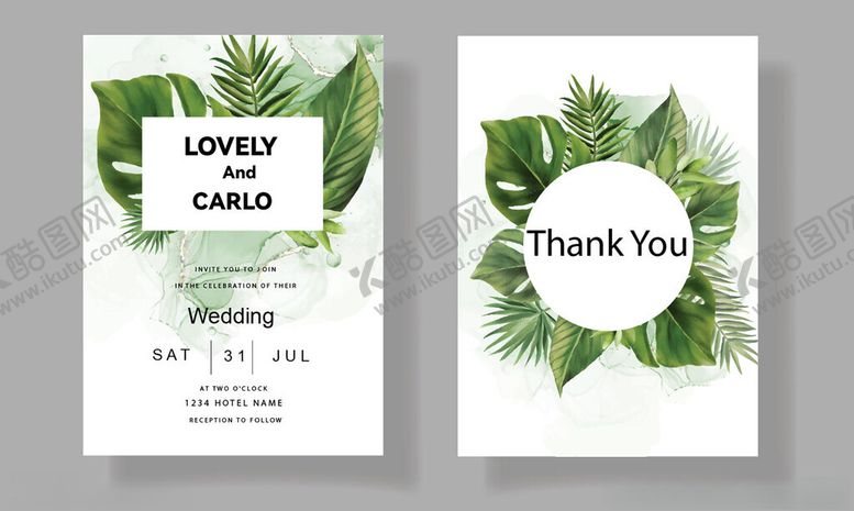 编号：21704111012312221218【酷图网】源文件下载-绿叶感谢卡设计模板