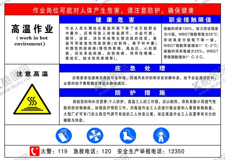 编号：77639207060008257011【酷图网】源文件下载-高温危害卡