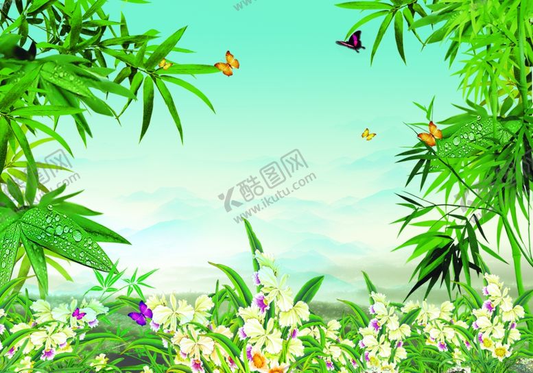 编号：69900509131808288798【酷图网】源文件下载-竹子竹叶富贵竹大山若隐若现