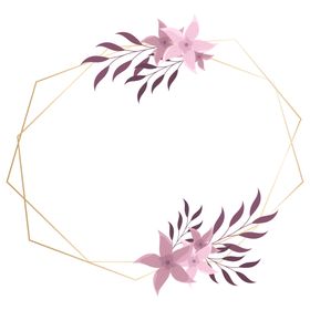 金色边框植物花环免抠图png