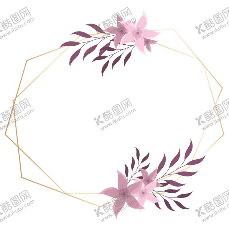 编号：83805201210237034896【酷图网】源文件下载-金色边框植物花环