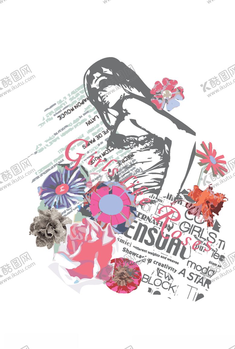 编号：78257205141629004161【酷图网】源文件下载-女装人物印花