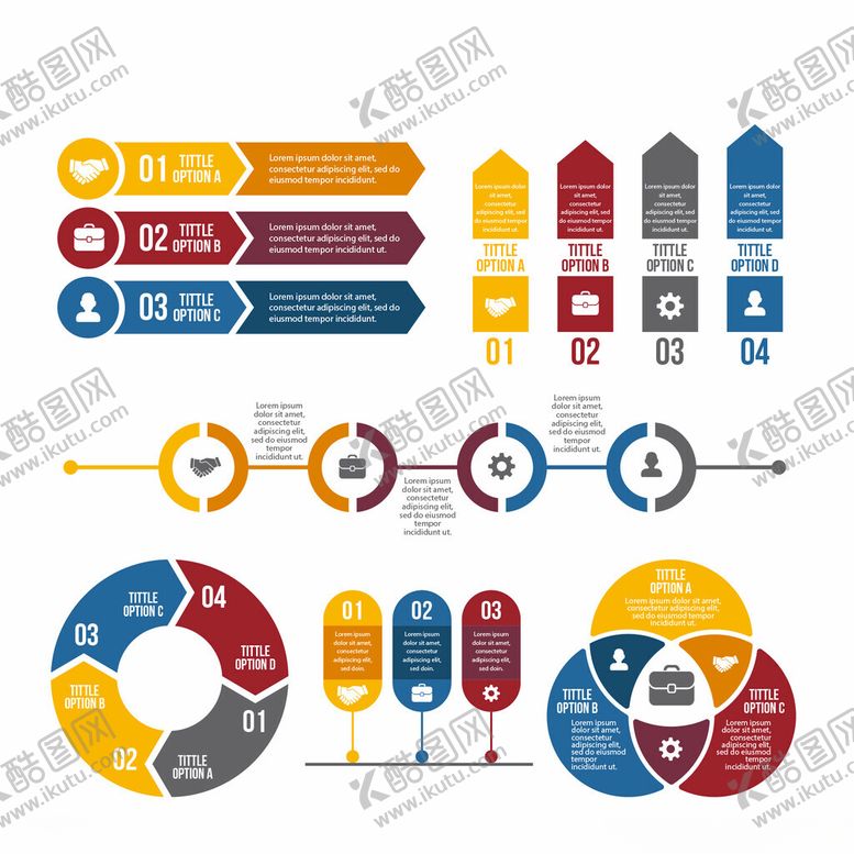 编号：88577304301852369213【酷图网】源文件下载-多彩商务信息图表元素集