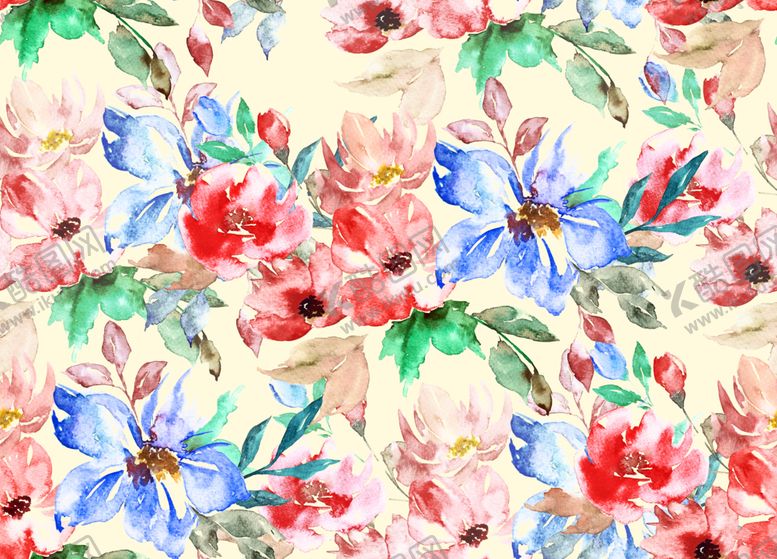编号：39100309251603557387【酷图网】源文件下载-数码印花水彩花大花朵