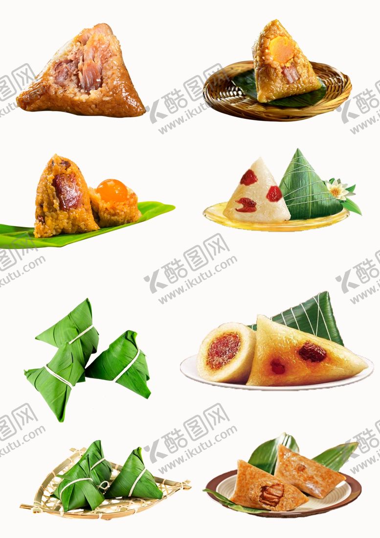 编号：39759106101433329620【酷图网】源文件下载-多样美味粽子展示