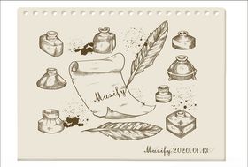 鹅毛笔与墨水瓶