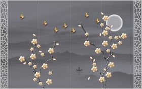 中式格栅背景墙