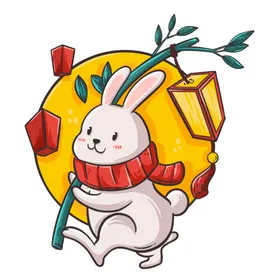 中秋插画可爱卡通兔子海报图案免扣png月饼