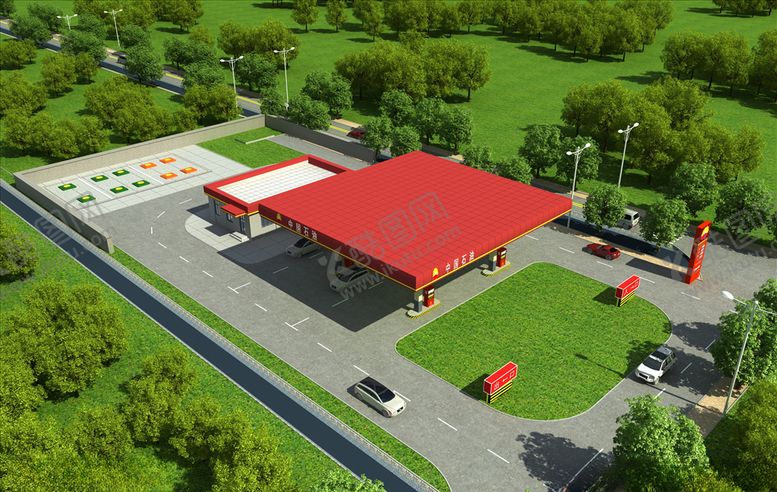 编号：91575210141759108677【酷图网】源文件下载-室外模型加油站