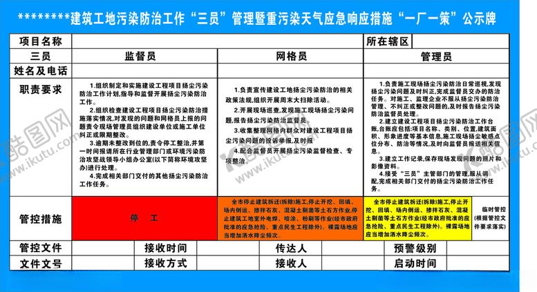 编号：76256701201631515607【酷图网】源文件下载-防污染三员管理一厂一策