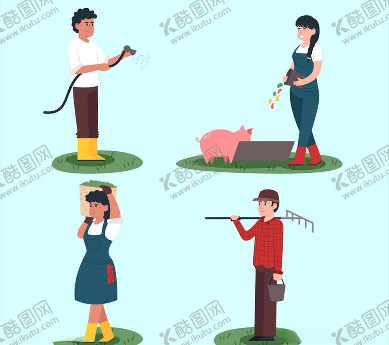 编号：75410206290709447070【酷图网】源文件下载-4款创意农场人物
