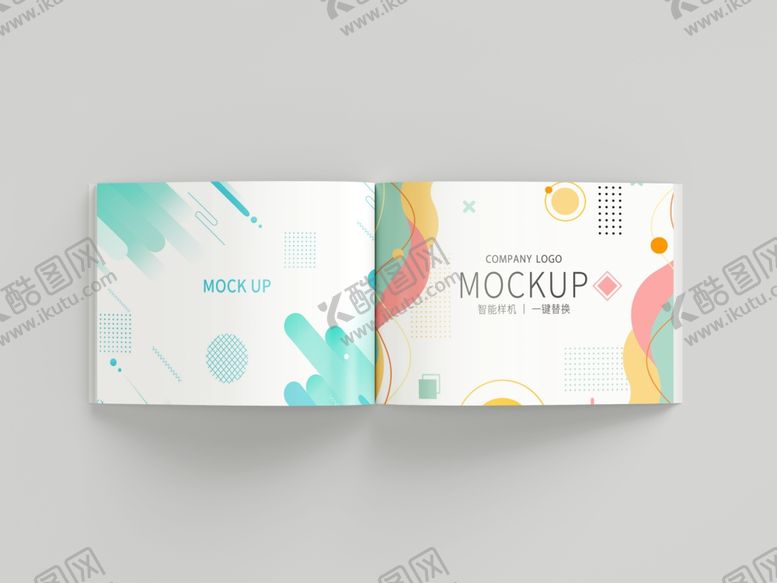 编号：74485304041103234216【酷图网】源文件下载-A4横版画册智能样机展开效果如