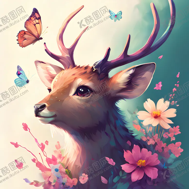 编号：50634912221646218131【酷图网】源文件下载-梅花鹿卡通插画