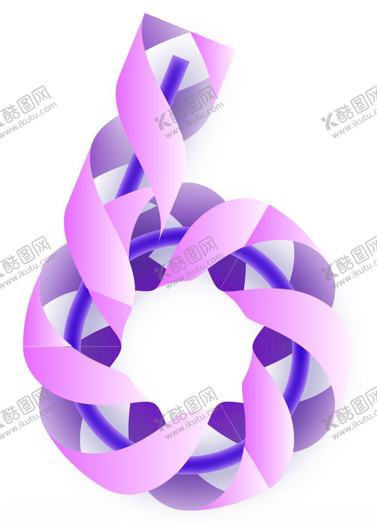 编号：19251610281432045218【酷图网】源文件下载-彩带数字六