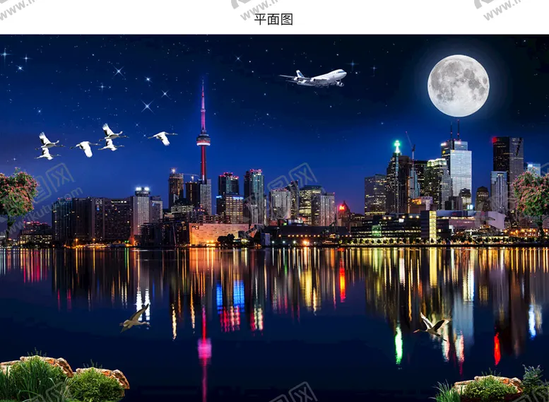 编号：71958409230652151780【酷图网】源文件下载-海边的城市夜景星空图片