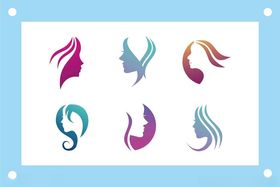 多彩美女头像设计logo元素