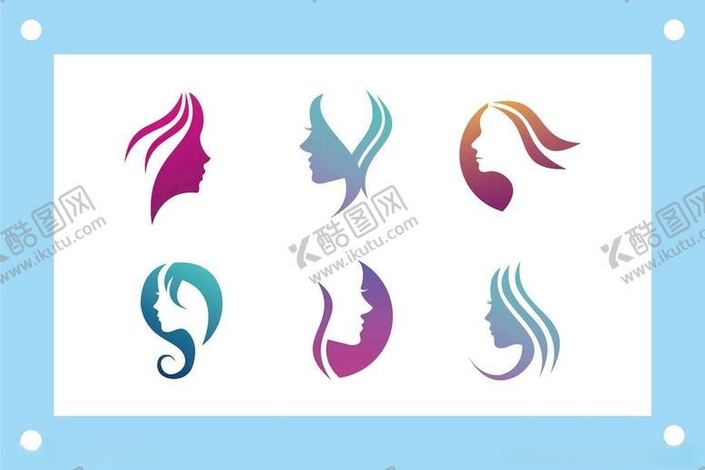编号：92181604060003162696【酷图网】源文件下载-多彩美女头像设计logo元素