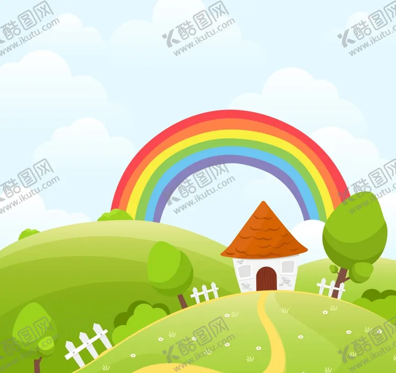 编号：65872210222143342362【酷图网】源文件下载-外房屋和彩虹风景