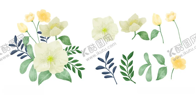 编号：50372302270933167505【酷图网】源文件下载-手绘水彩花卉插画矢量元素