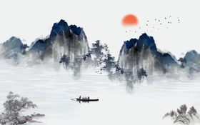 山水画水墨山水画意境山水画