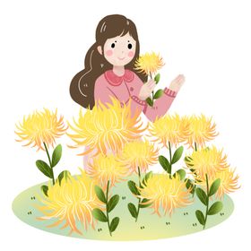 冬季赏梅花女孩