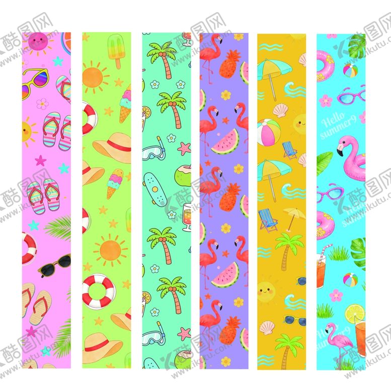 编号：67226404060210005168【酷图网】源文件下载-多彩热带风卡通图案胶带
