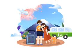 摆摊人物热狗卡通插画背景素材